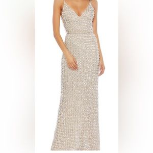 Mac Duggal Bead Embellished Column Gown Beaded